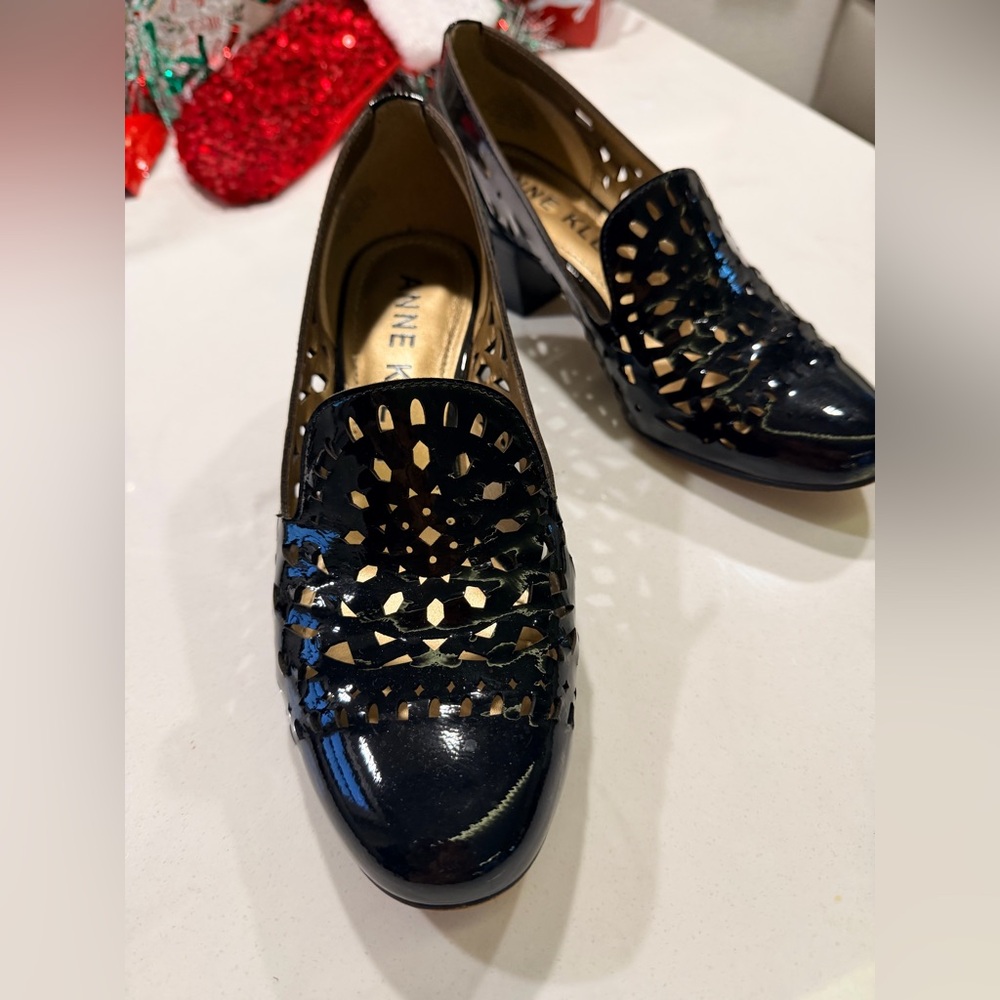 Anne Klein Black Cutout Loafers